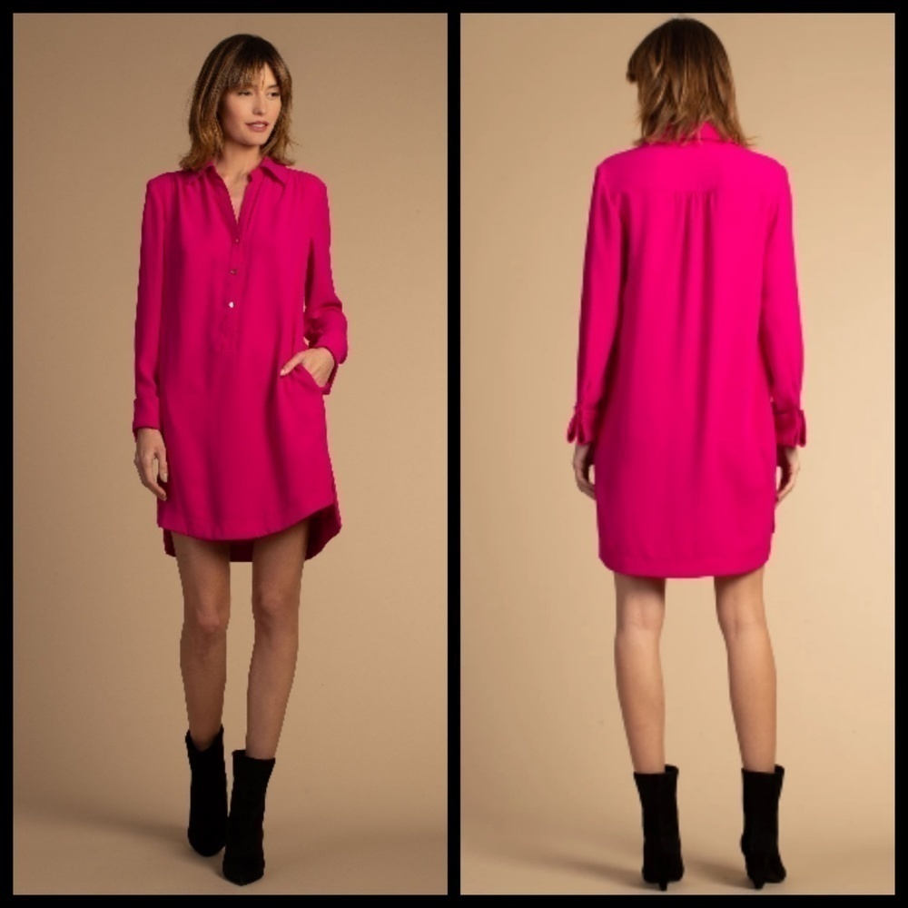 💕TRINA TURK💕 Welwood Long Sleeve Shirt Dress - Picture 3 of 8